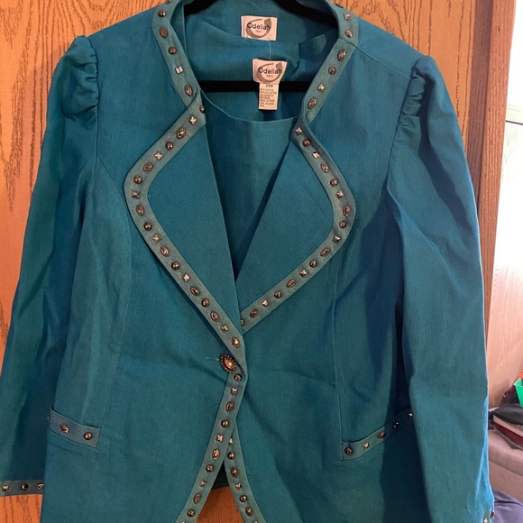 Aqua Blue 3 piece jacket tank skirt.. - Picture 7 of 7